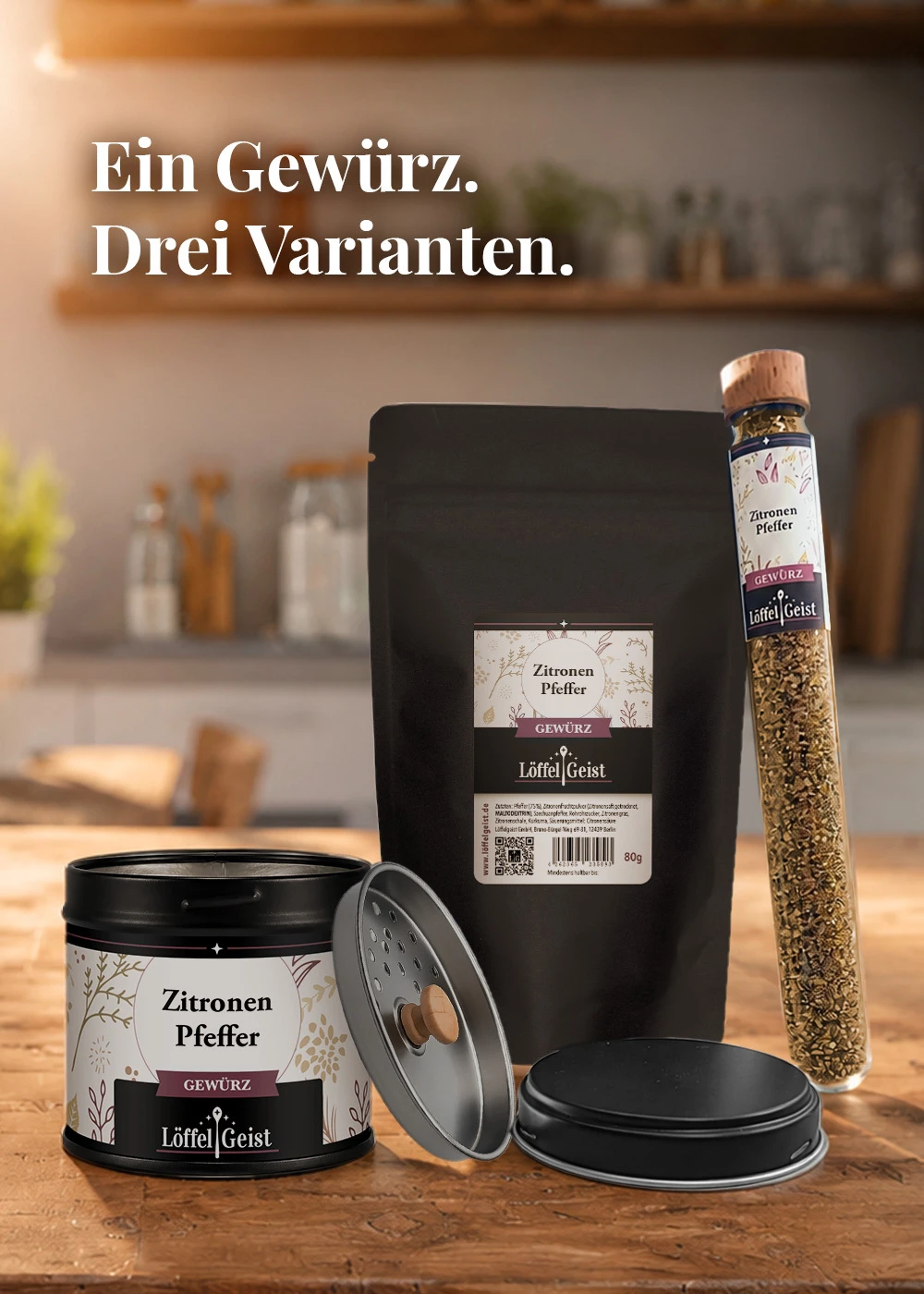 Ein Gewürz. 3 Varianten.