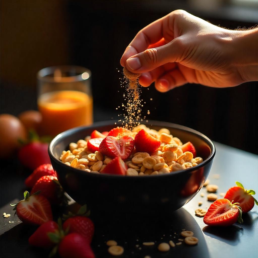 Schale mit Müsli und ZuckerTopping