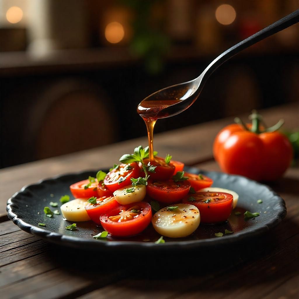 Tomate Mozzarella Salt auf Teller