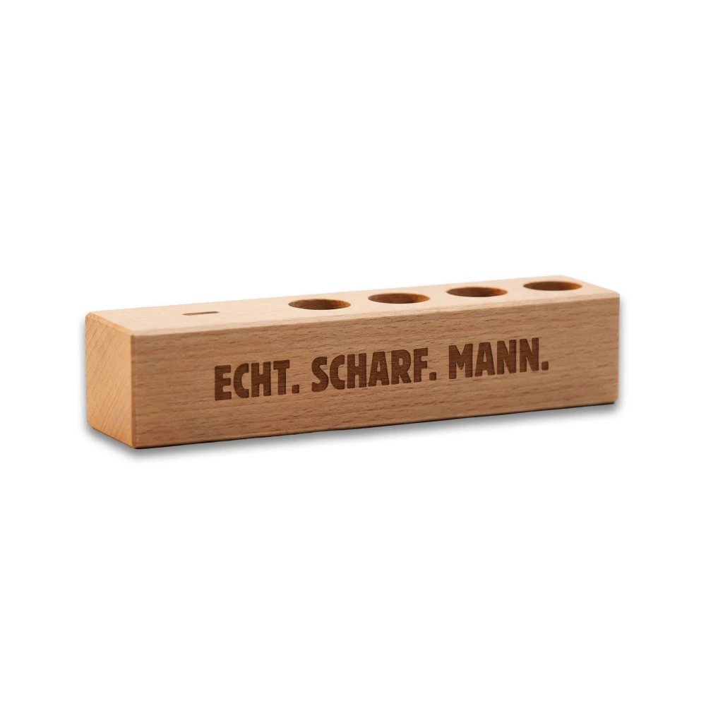 4er Gewürzständer Echt. Scharf. Mann.
