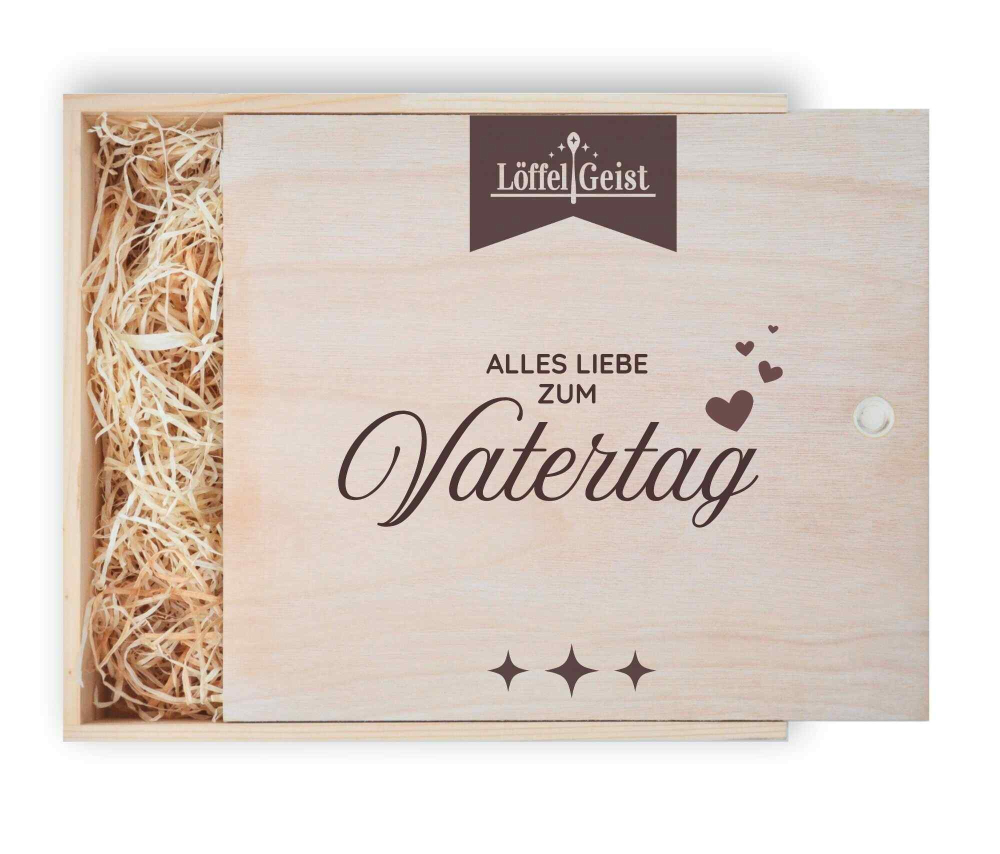 Geschenkverpackung Holzbox mit Lasergravur ´Alles Liebe zum Vatertag´