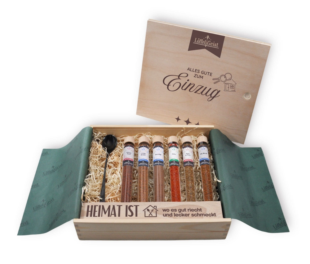 Preview: Geschenkset in Holzbox Alles Gute zum Einzug