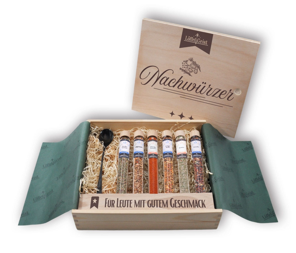 Preview: Gewürz-Geschenkset Nachwürzer in edler Holzbox