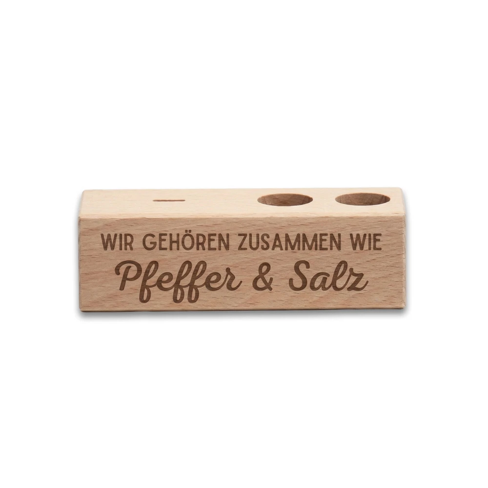 2er Gewürzständer Wir gehören zusammen wie Pfeffer & Salz