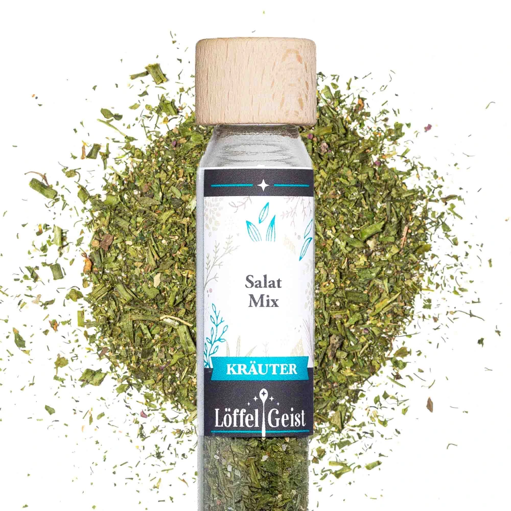Salat Mix Kräuter im Reagenzglas
