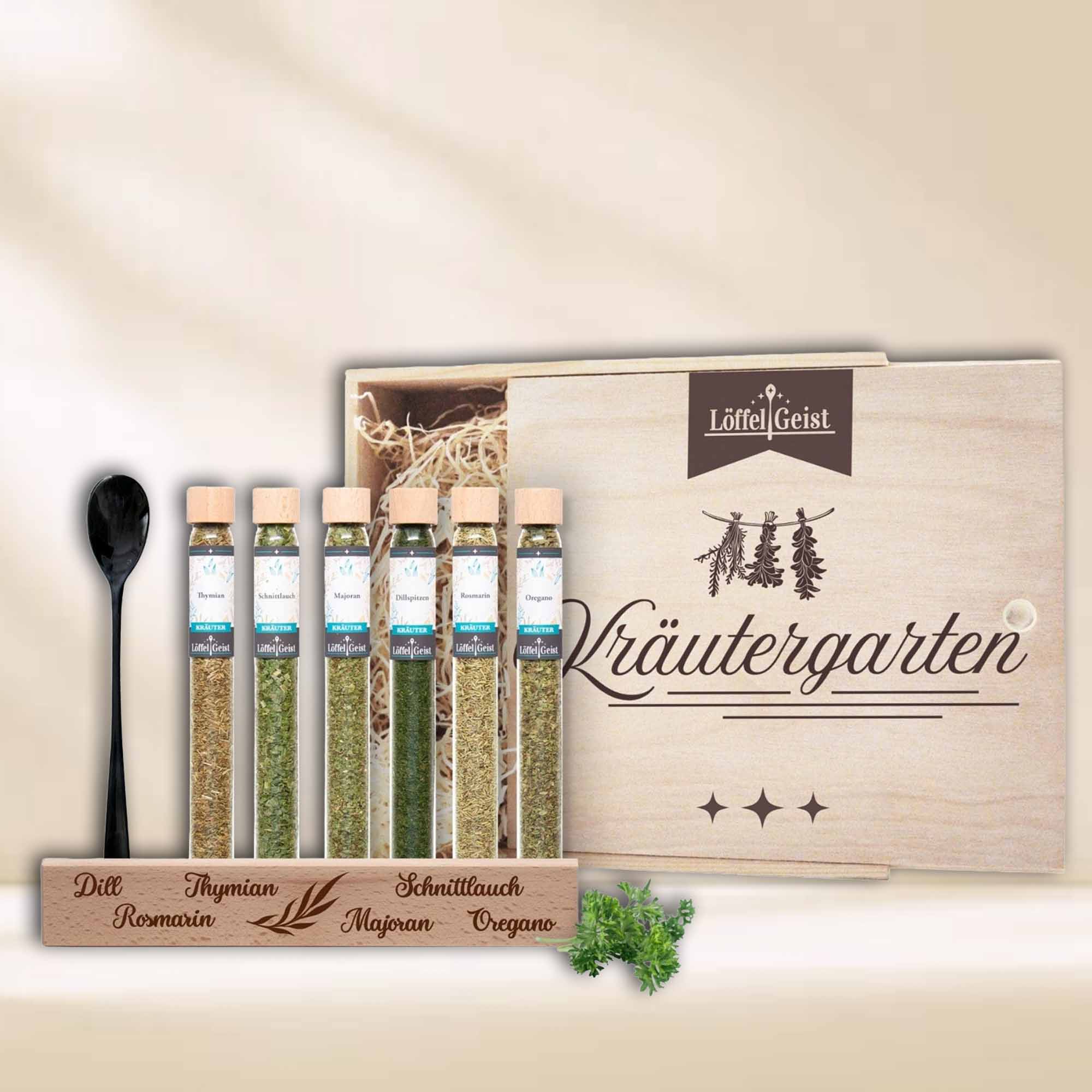 Gewürz-Geschenkbox „Kräutergarten“ mit Gravur