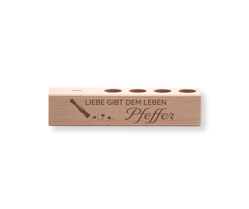 4er Gewürzständer Liebe gibt dem Leben Pfeffer