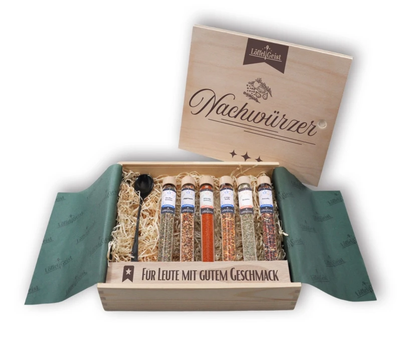 Gewürz-Geschenkset Nachwürzer in edler Holzbox