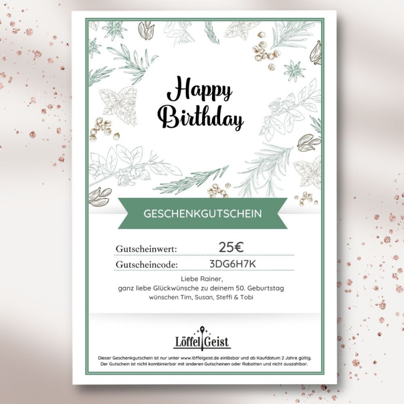 Gutschein zum Geburtstag