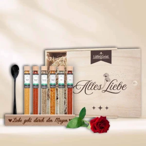 Gewürz-Geschenkset Alles Liebe in edler Holzbox