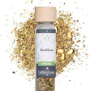 Basilikum Pesto Gewürzmischung im Glasröhrchen