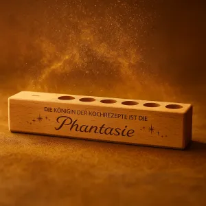 6er Gewürzständer Die Königin der Kochrezepte ist die Phantasie