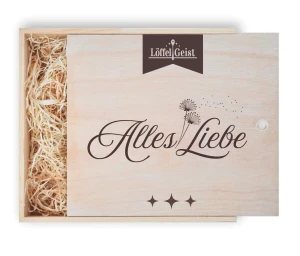 Geschenkverpackung Holzbox mit Lasergravur ´Alles Liebe
