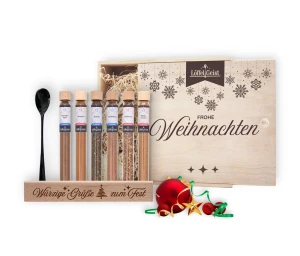 Gewürz-Geschenkset Frohe Weihnachten in edler Holzbox