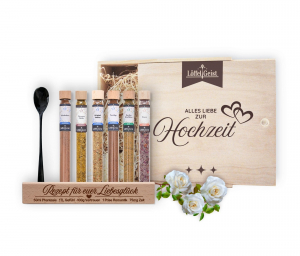 Gewürz-Geschenkset Alles Liebe zur Hochzeit in edler Holzbox