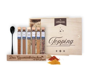 Gewürz-Geschenkset Topping in edler Holzbox