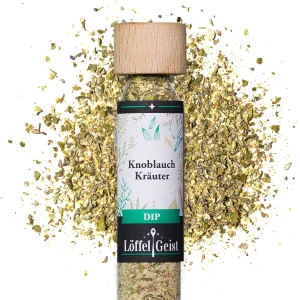 Knoblauch Kräuter Dip im Reagenzglas