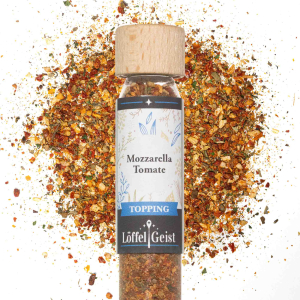 Mozzarella Tomate Topping im Reagenzglas