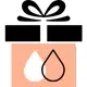 Geschenkbox mit Schleife und Wassertropfen-Symbol