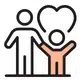 Familien-Icon mit zwei Erwachsenen und Kind