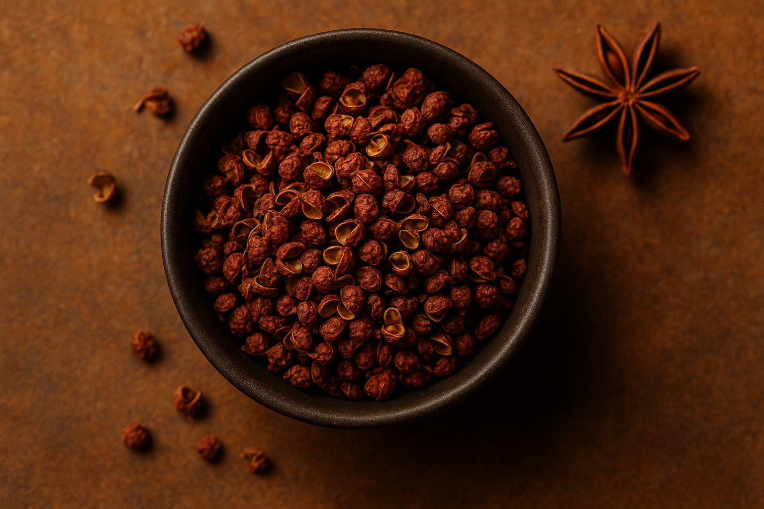 Schale mit Szechuanpfeffer und Sternanis